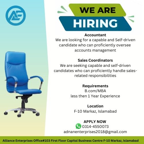 Required Accountant and Sales Coordinators