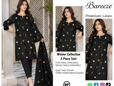 *﷽* *💃🏻 Bareeze 3D HIT TRENDING EMBROIDERED ARTICLE IN LINEN*🔥New WINTER COllection*