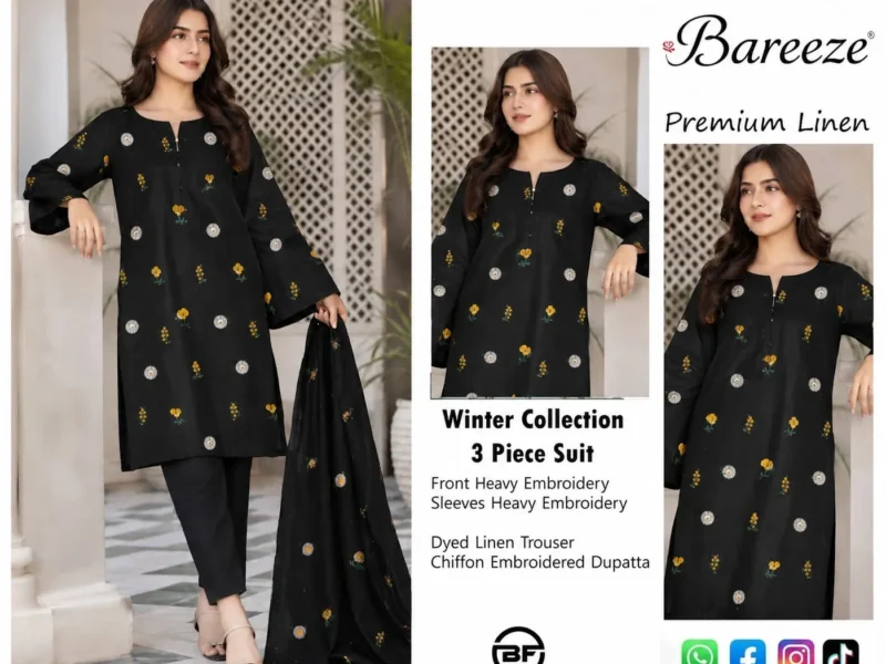 *﷽* *💃🏻 Bareeze 3D HIT TRENDING EMBROIDERED ARTICLE IN LINEN*🔥New WINTER COllection*