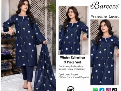 *﷽* *💃🏻 Bareeze 3D HIT TRENDING EMBROIDERED ARTICLE IN LINEN*🔥New WINTER COllection*