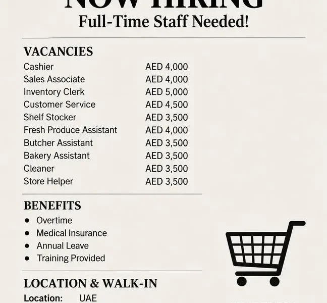 UAE JOBS IN SUPER MARKET